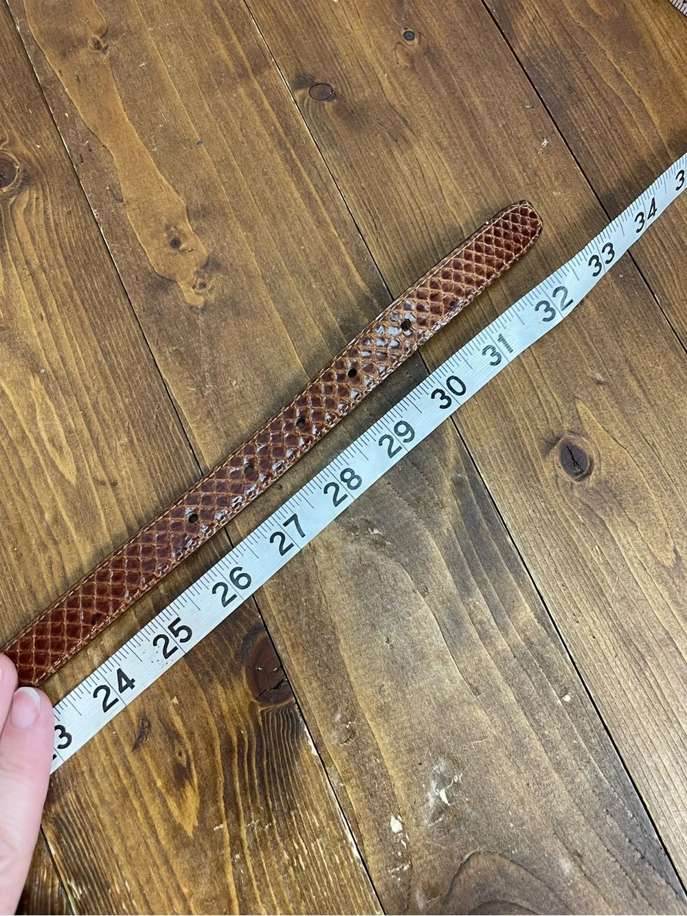 Sheka vintage snakeskin belt with gold tone square buckle size medium